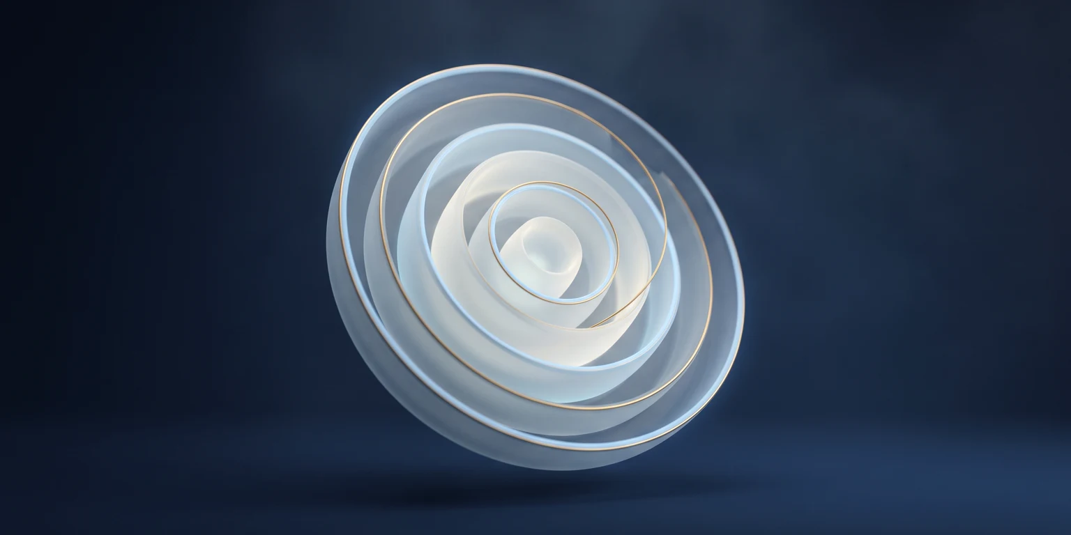 Nested glass layers growing outward from a core